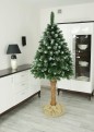 Choinka sztuczna Sosna Kryształowa na Pniu 220 cm. Drzewko świąteczne z sztucznymi kryształkami. Sztuczne drzewko na naturalnym pniu sosnowym.