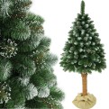 Choinka sztuczna Sosna Kryształowa na Pniu 220 cm. Drzewko świąteczne z sztucznymi kryształkami. Sztuczne drzewko na naturalnym pniu sosnowym.