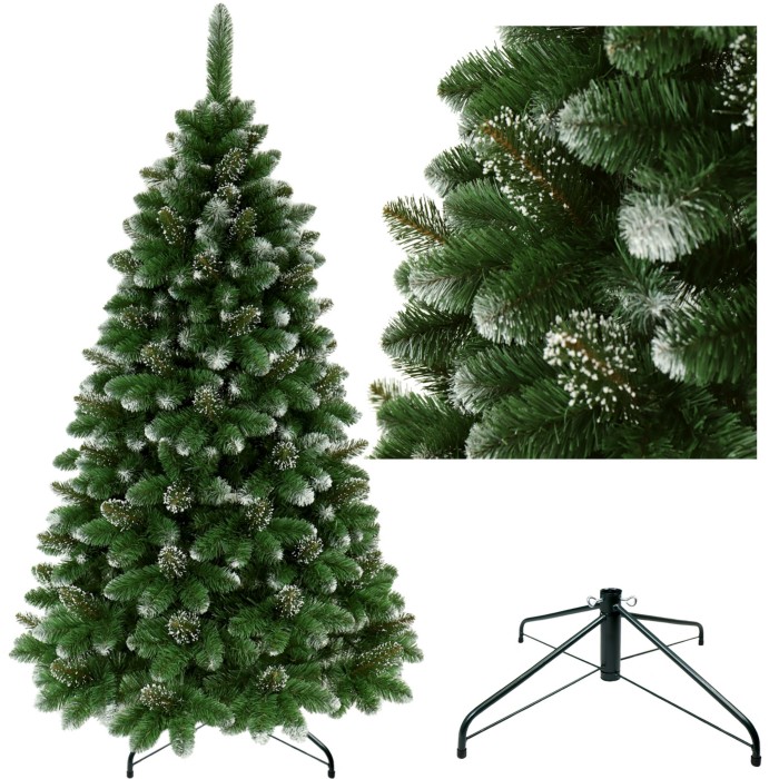 Choinka sztuczna Sosna Kryształowa 220 cm. Drzewko świąteczne z sztucznymi kryształkami.