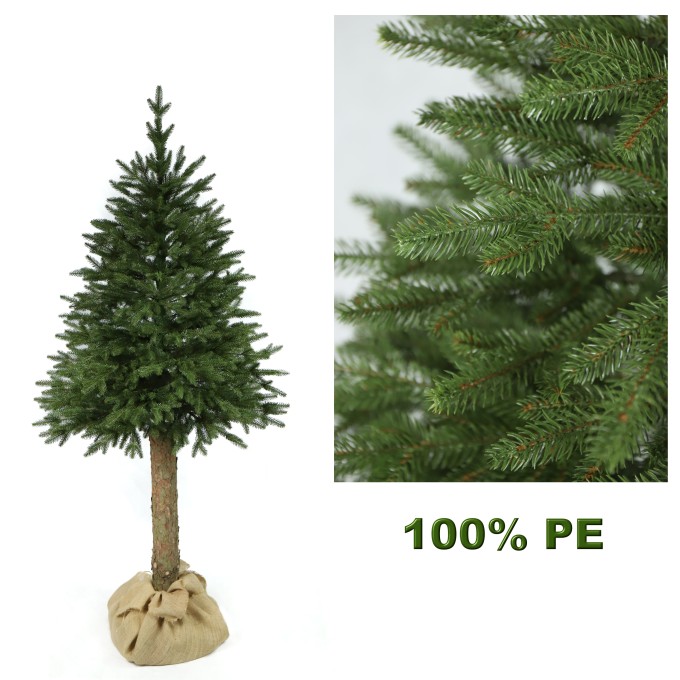 Choinka sztuczna Świerk Naturalny PE na Pniu 180 cm. Drzewko świąteczne Świerk Naturalny PE na Pniu 180 cm. Sztuczne drzewko na naturalnym pniu sosnowym. Choinka sztuczna jak żywa. Świerk Naturalny 100% gałązek PE.