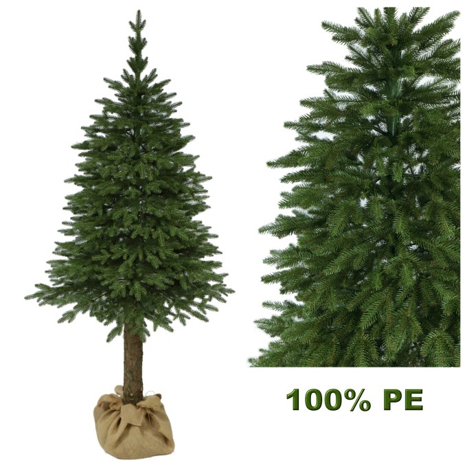 Choinka sztuczna Świerk Naturalny PE na Pniu 220 cm. Drzewko świąteczne Świerk Naturalny PE na Pniu 220 cm. Sztuczne drzewko na naturalnym pniu sosnowym. Choinka sztuczna jak żywa. Świerk Naturalny 100% gałązek PE.