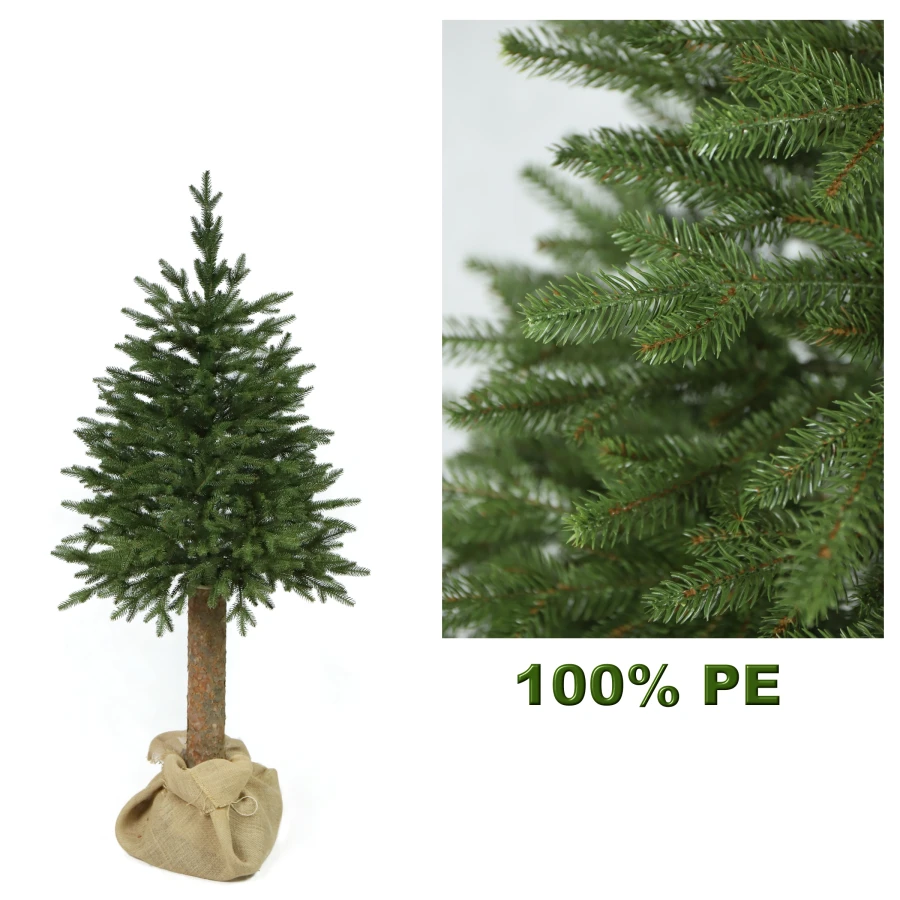 Choinka sztuczna Świerk Naturalny PE na Pniu 160 cm. Drzewko świąteczne Świerk Naturalny PE na Pniu 160 cm. Sztuczne drzewko na naturalnym pniu sosnowym. Choinka sztuczna jak żywa. Świerk Naturalny 100% gałązek PE.