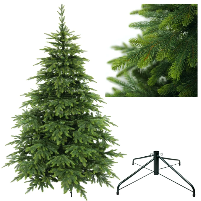 Choinka sztuczna Świerk Natura PE + PVC 220 cm. Sztuczne drzewko Świerk Natura. Drzewko świąteczne świerk natura. Choinka sztuczna jak Żywa, klasy Premium. Zdjęcie produktowe.