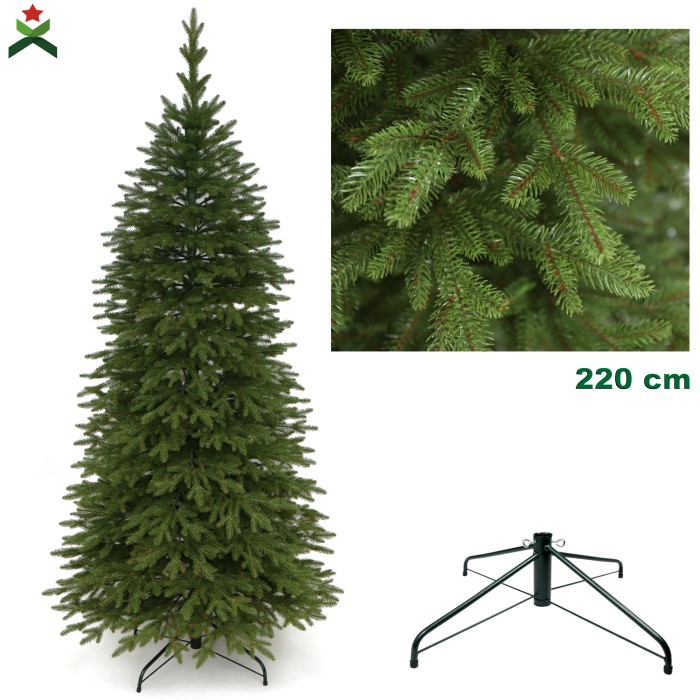 Choinka sztuczna Świerk Naturalny Szczupły 100% PE 220 cm. Sztuczne drzewko Świerk Naturalny Szczupły. Drzewko świąteczne Świerk Naturalny Szczupły. Choinka sztuczna jak Żywa. Zdjęcie główne produktowe.