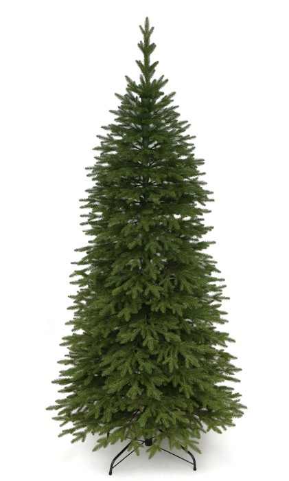 Choinka sztuczna Świerk Naturalny Szczupły 100% PE 180 cm. Sztuczne drzewko Świerk Naturalny Szczupły. Drzewko świąteczne Świerk Naturalny Szczupły. Choinka sztuczna jak Żywa. Zdjęcie przedstawia choinkę w całym rozmiarze na białym tle.